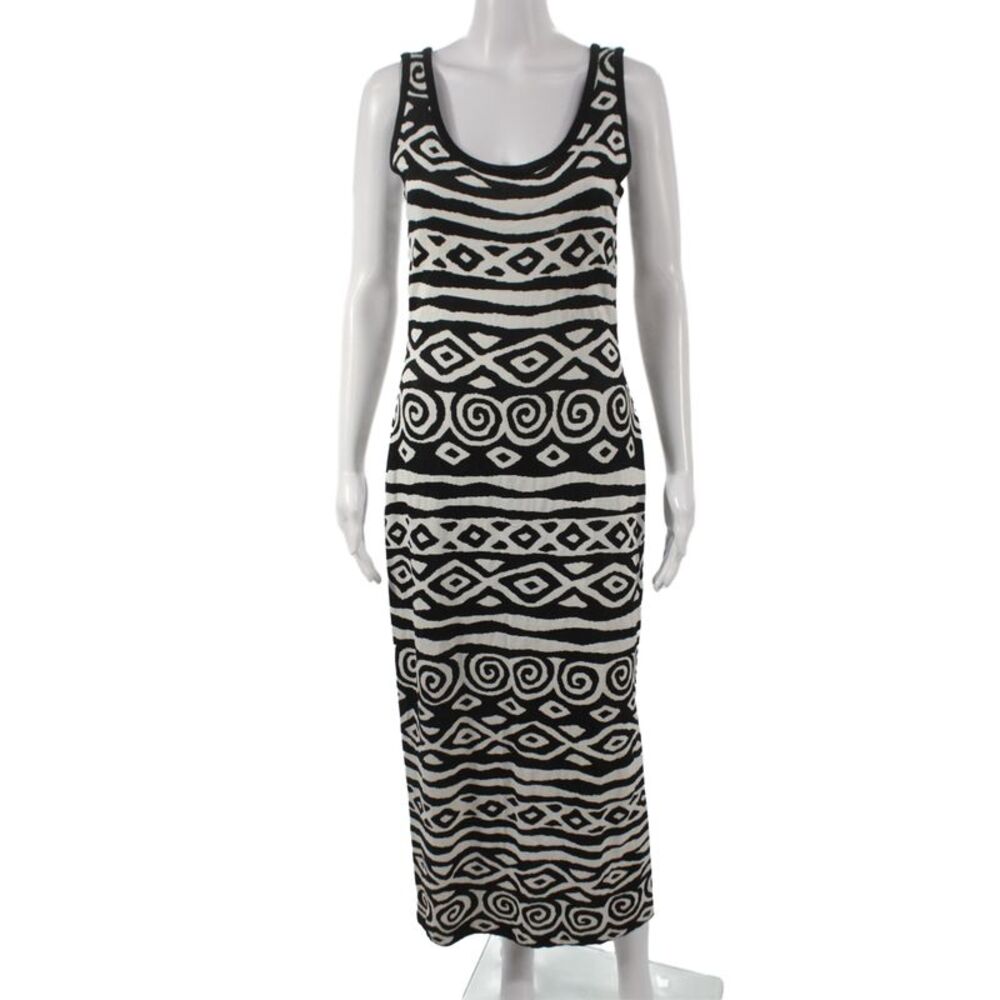 St. John Collection By Marie Gray Womens Maxi Dress Black Aztec Knit Size 6